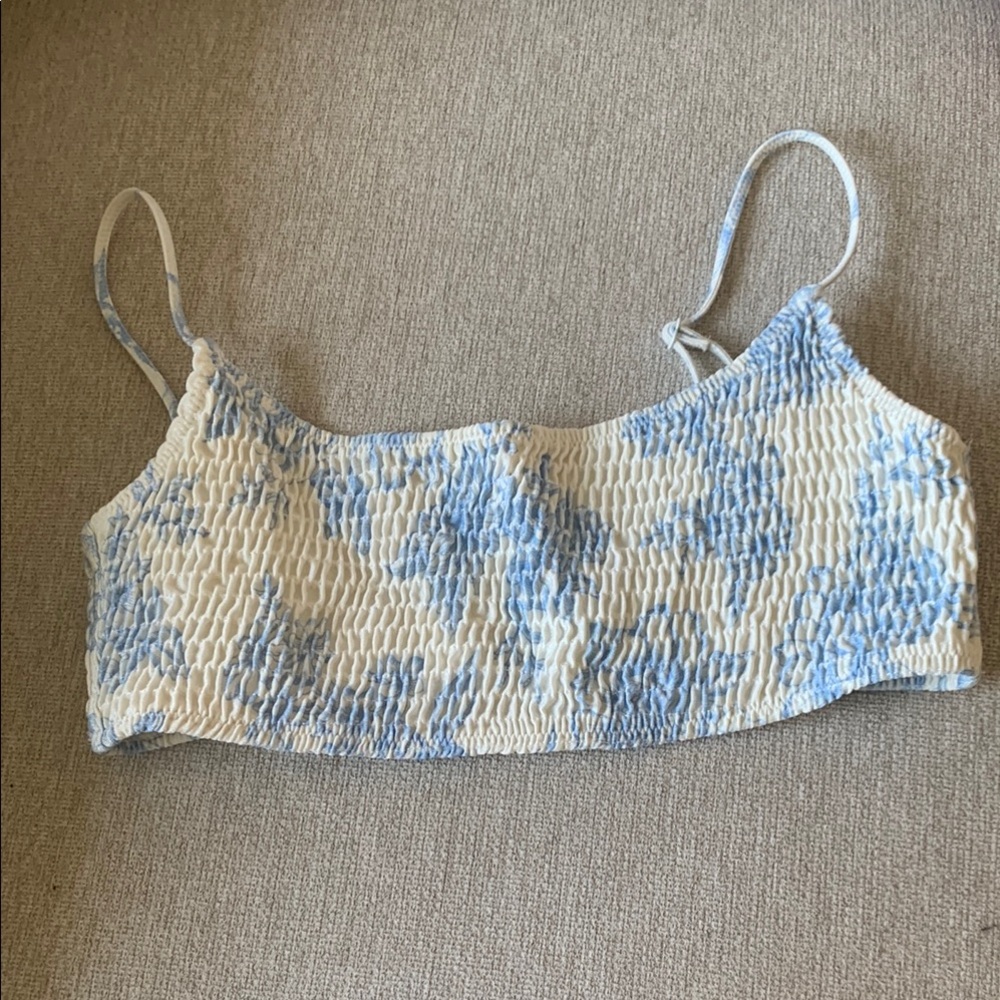 🩵 🫐 🥥 Swimwear Blue and White Smocked bikini top